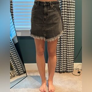 Free people black denim mini skirt, size 27.